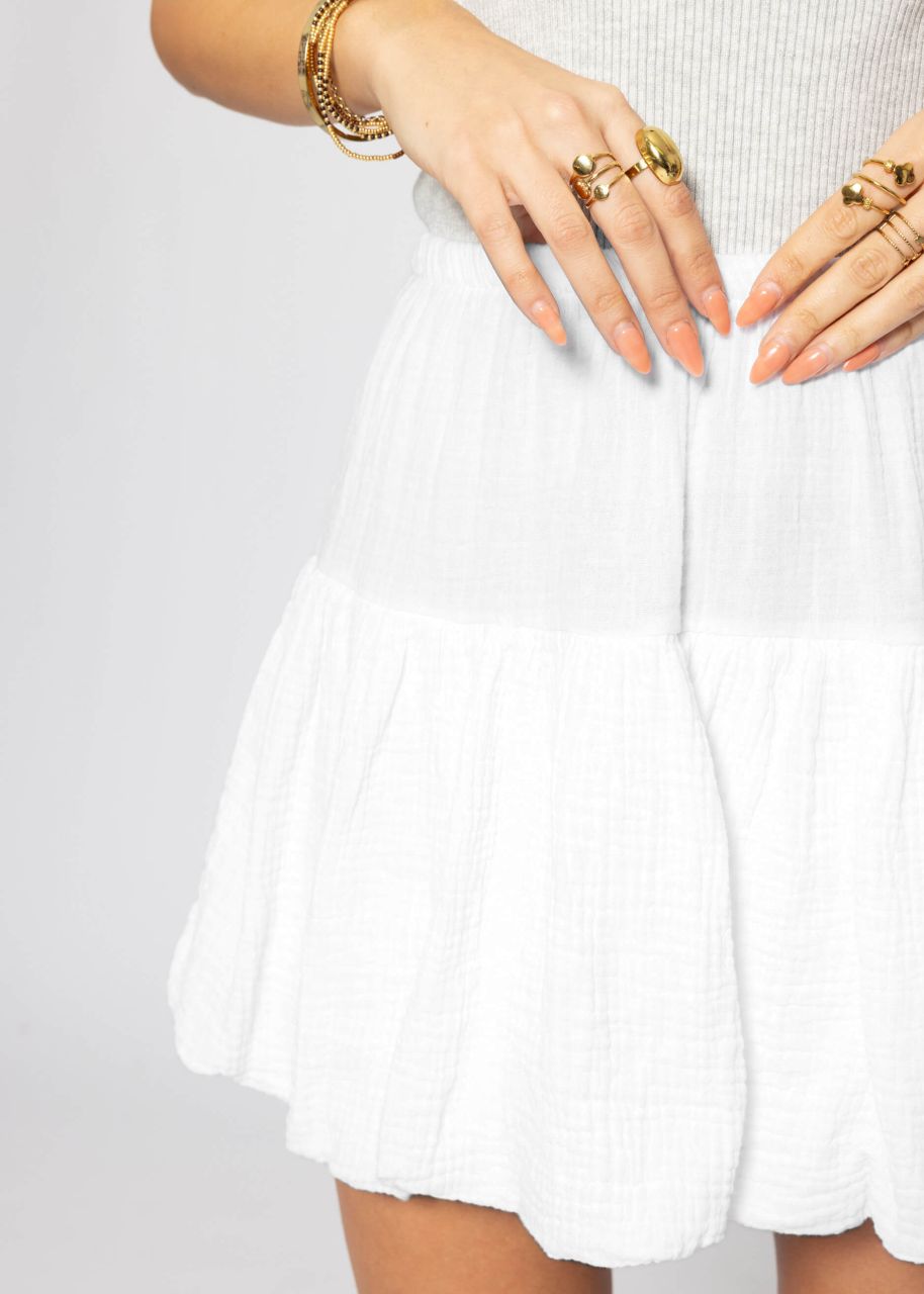 Short muslin balloon skirt - white