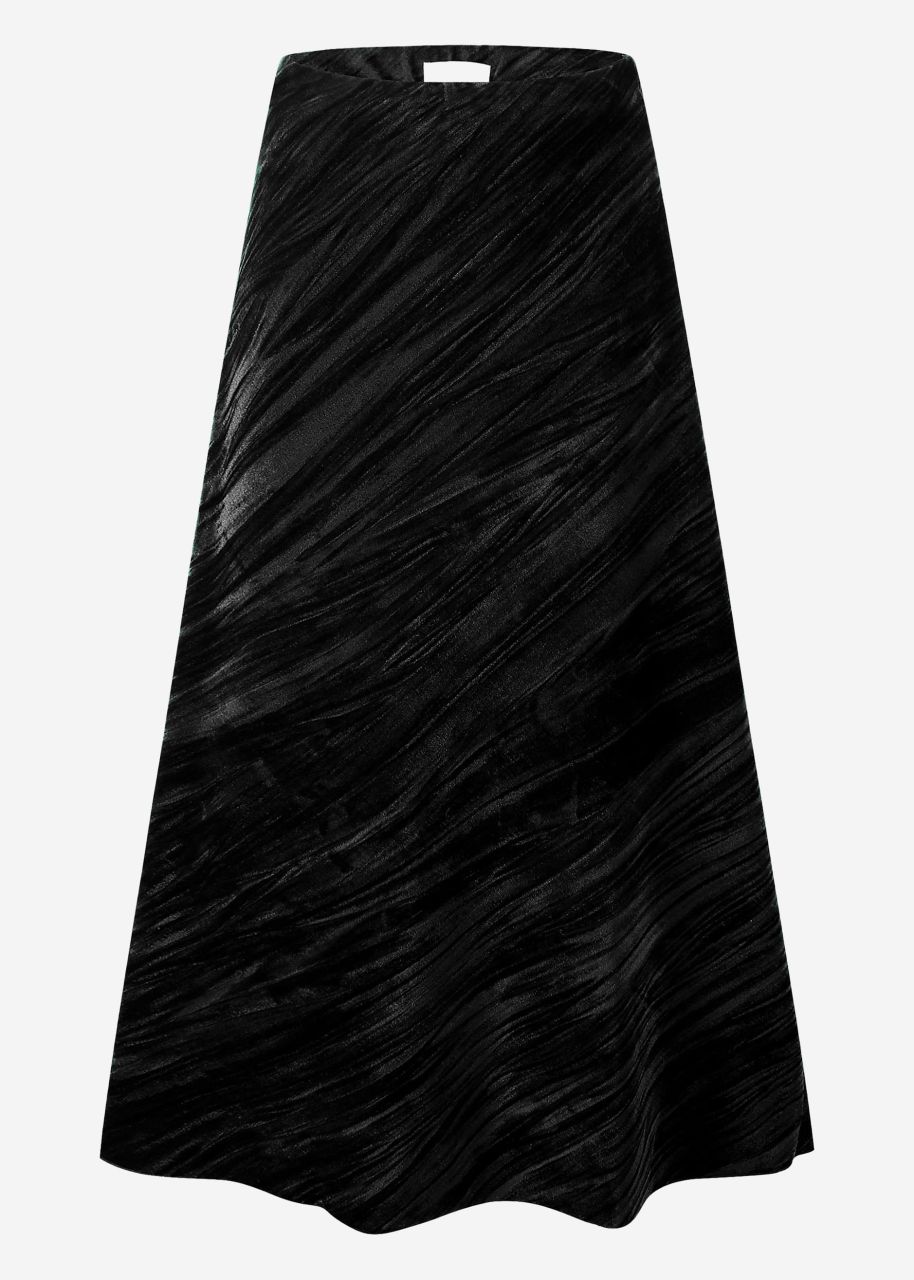 Velvet midi skirt - black