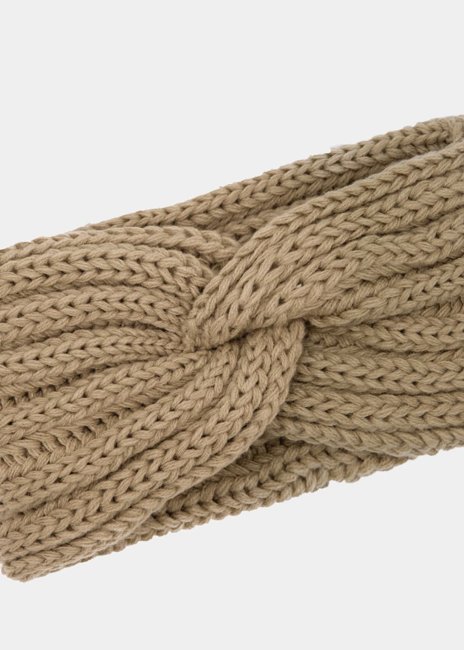 Ribbed knit headband - beige