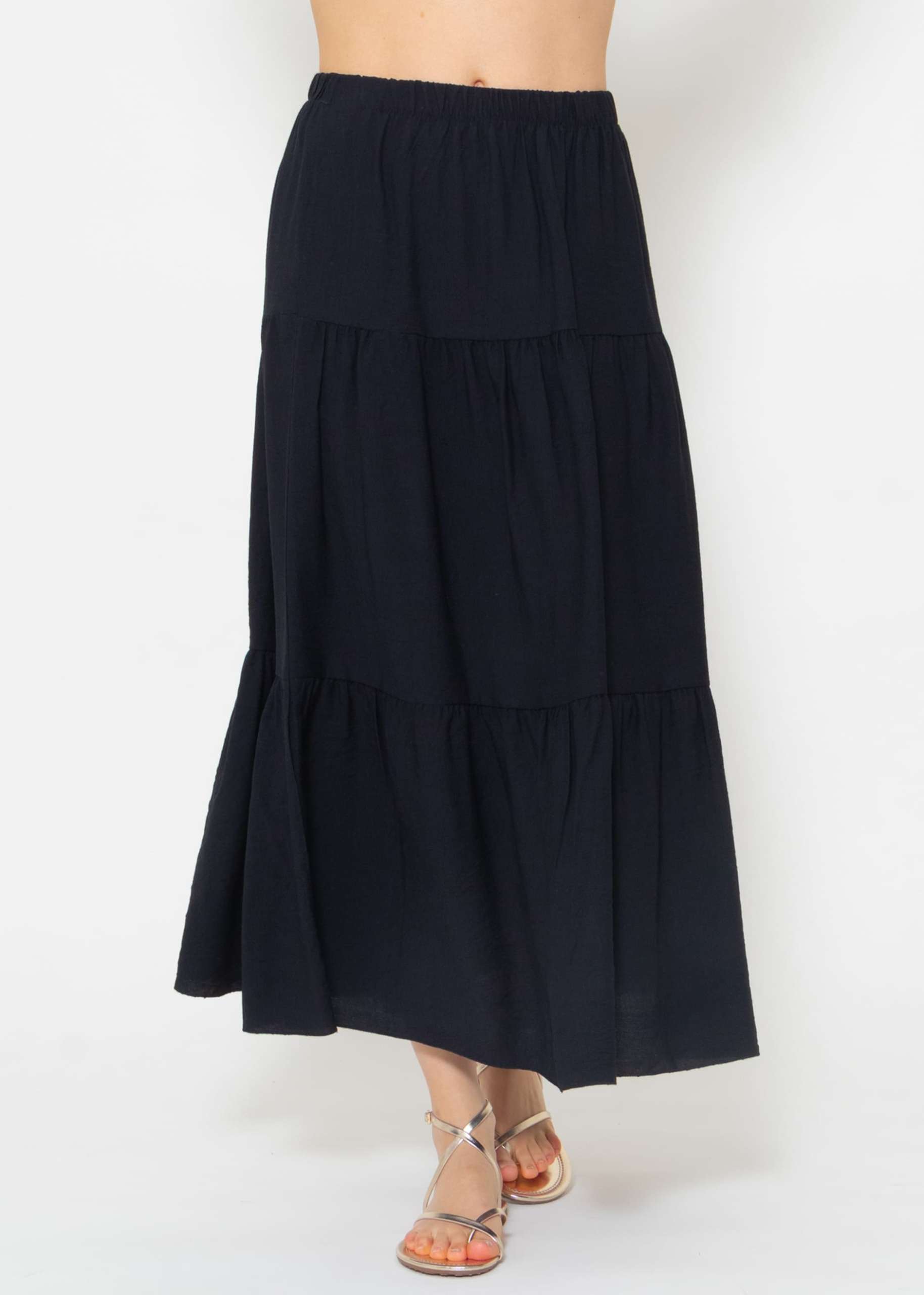 Maxi flounce skirt - black