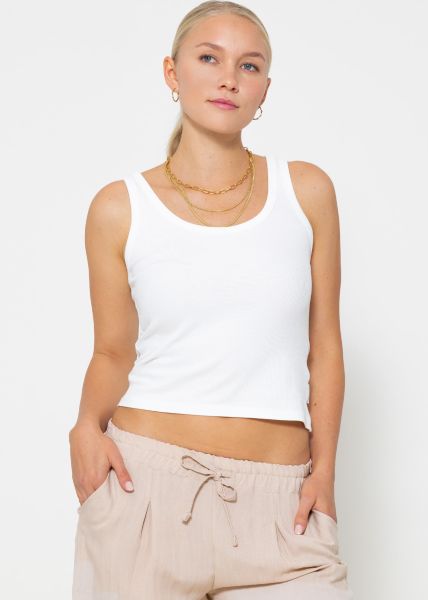 Tank top with neckline - offwhite