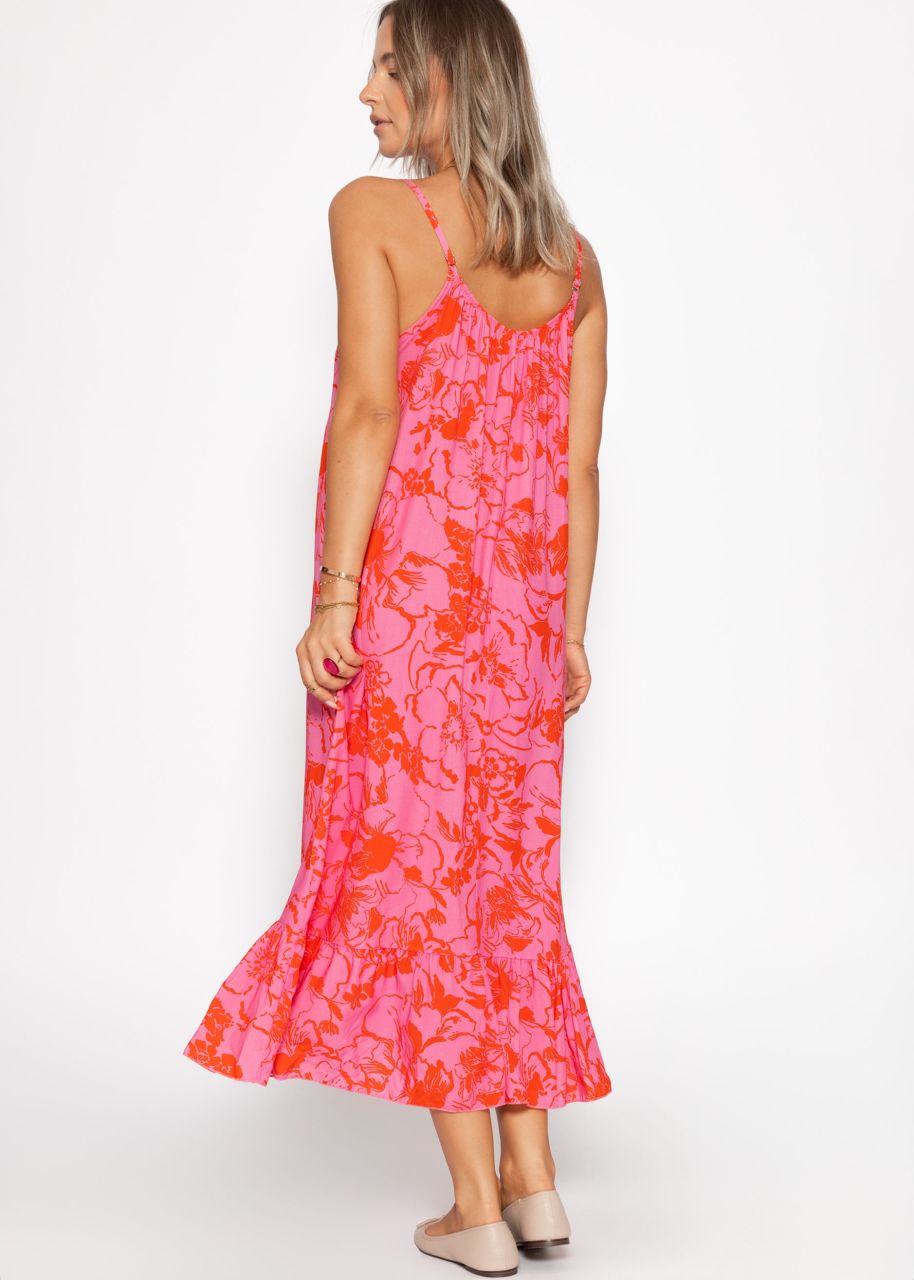 Maxi dress with floral print - pink