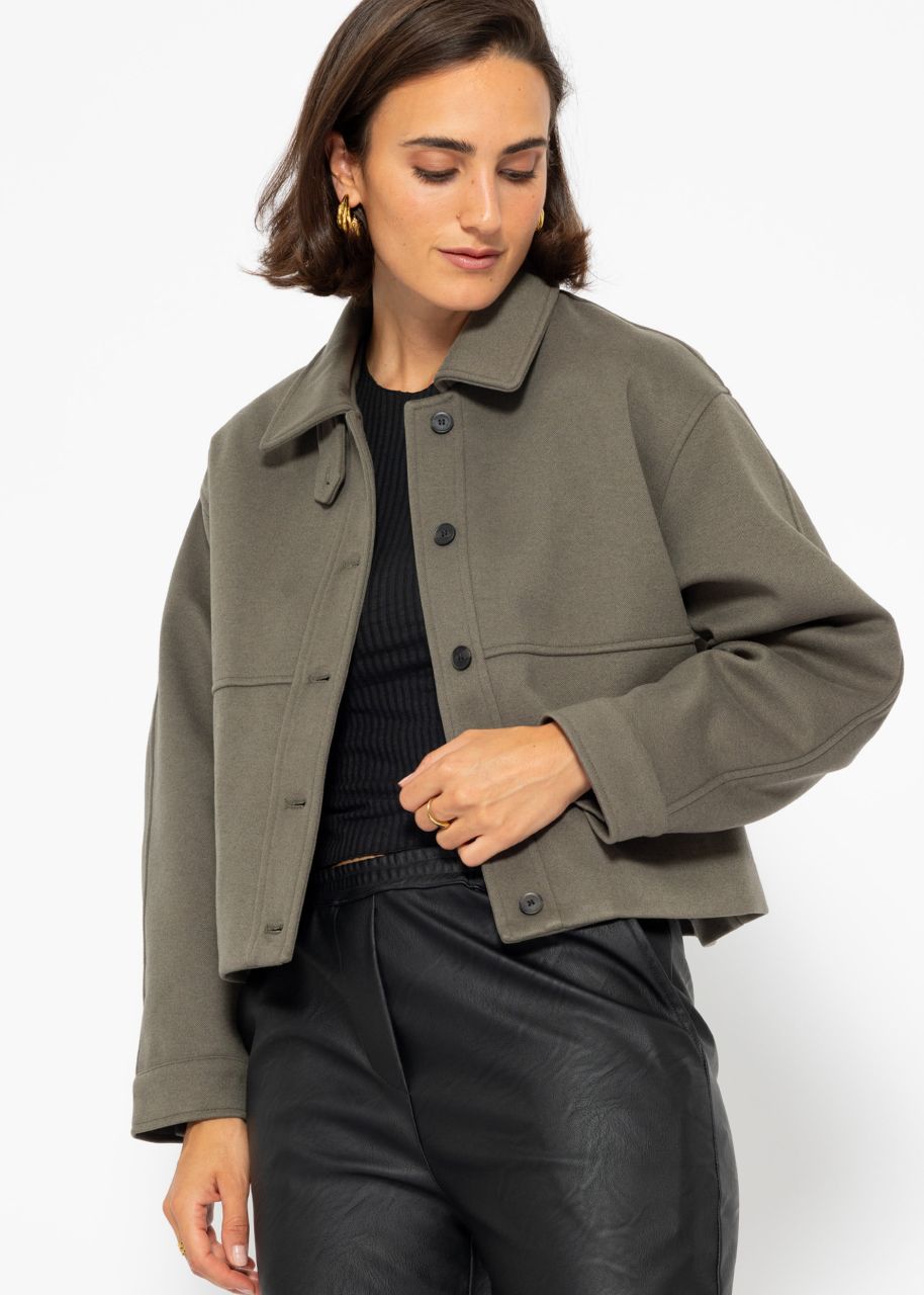 Short jacket with inner lining - khaki