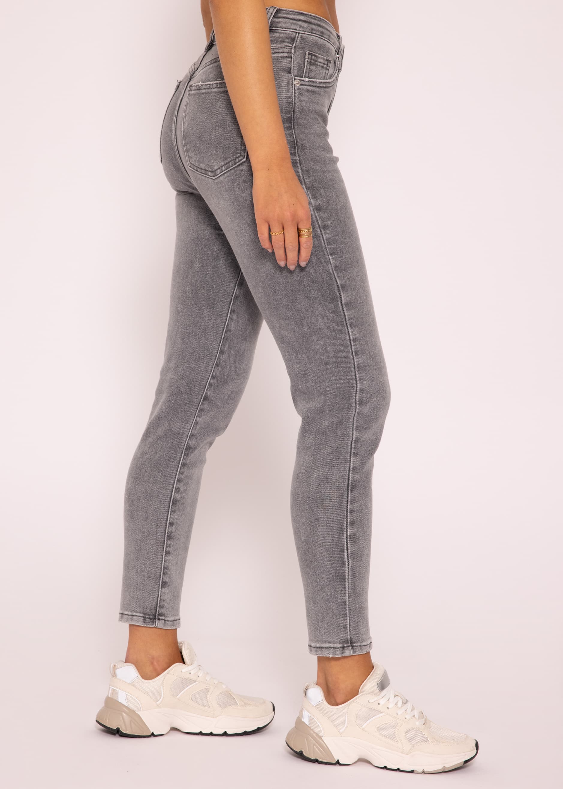 Relax Fit Highwaist Jeans, gray, Jeans, Clothing