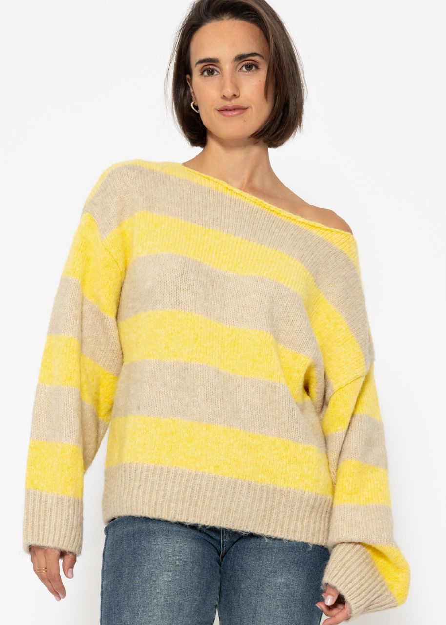 Jumper with block stripes - yellow-beige