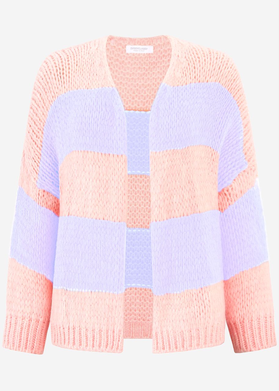 Striped oversize cardigan - peach-lilac