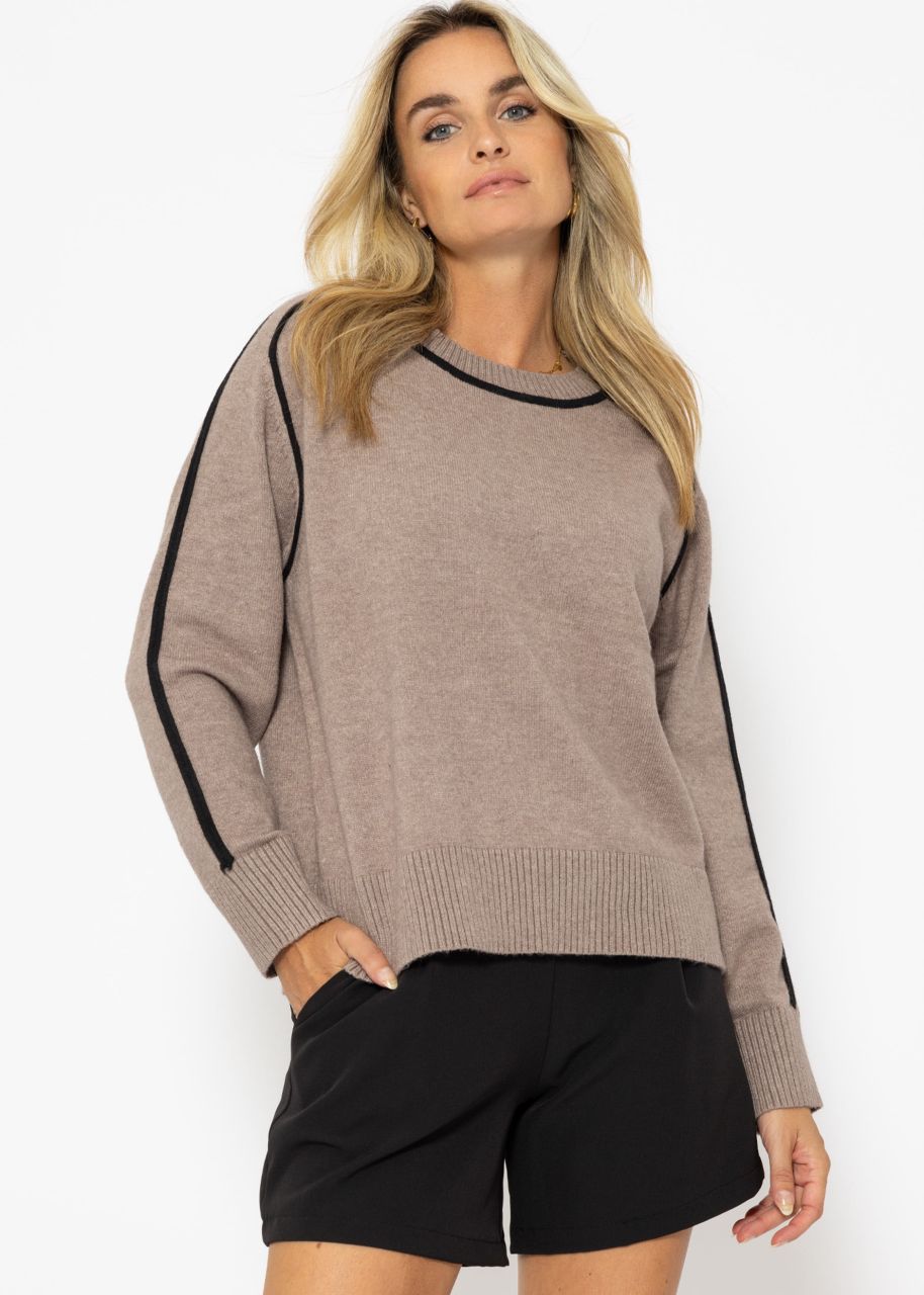 Jumper with decorative trims - taupe-black