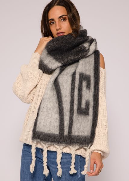 Scarf with print, gray