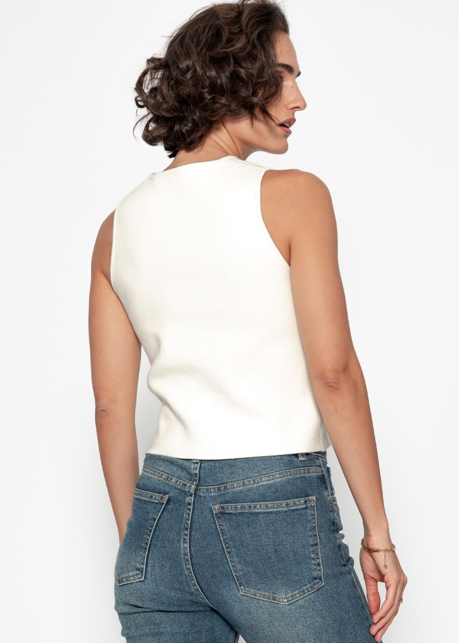 Knitted top with buttons - offwhite