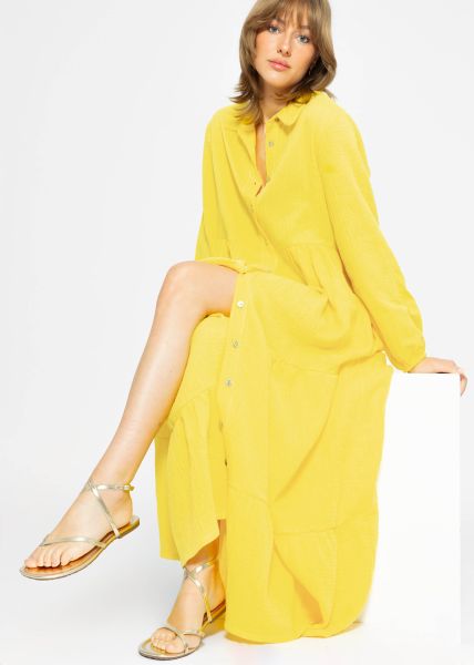 Muslin maxi dress with flounces - yellow