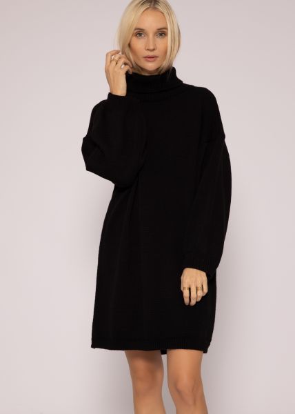 Sweater dress with turtleneck, black