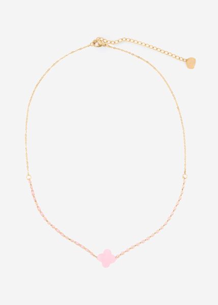 Necklace with shamrock - pink