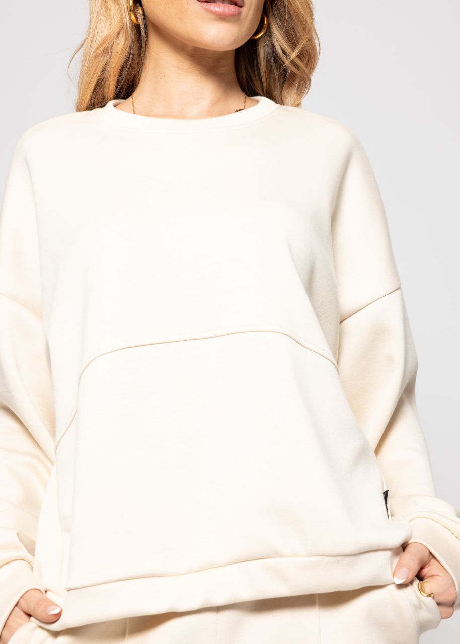 Soft sweatshirt with dividing seams - offwhite