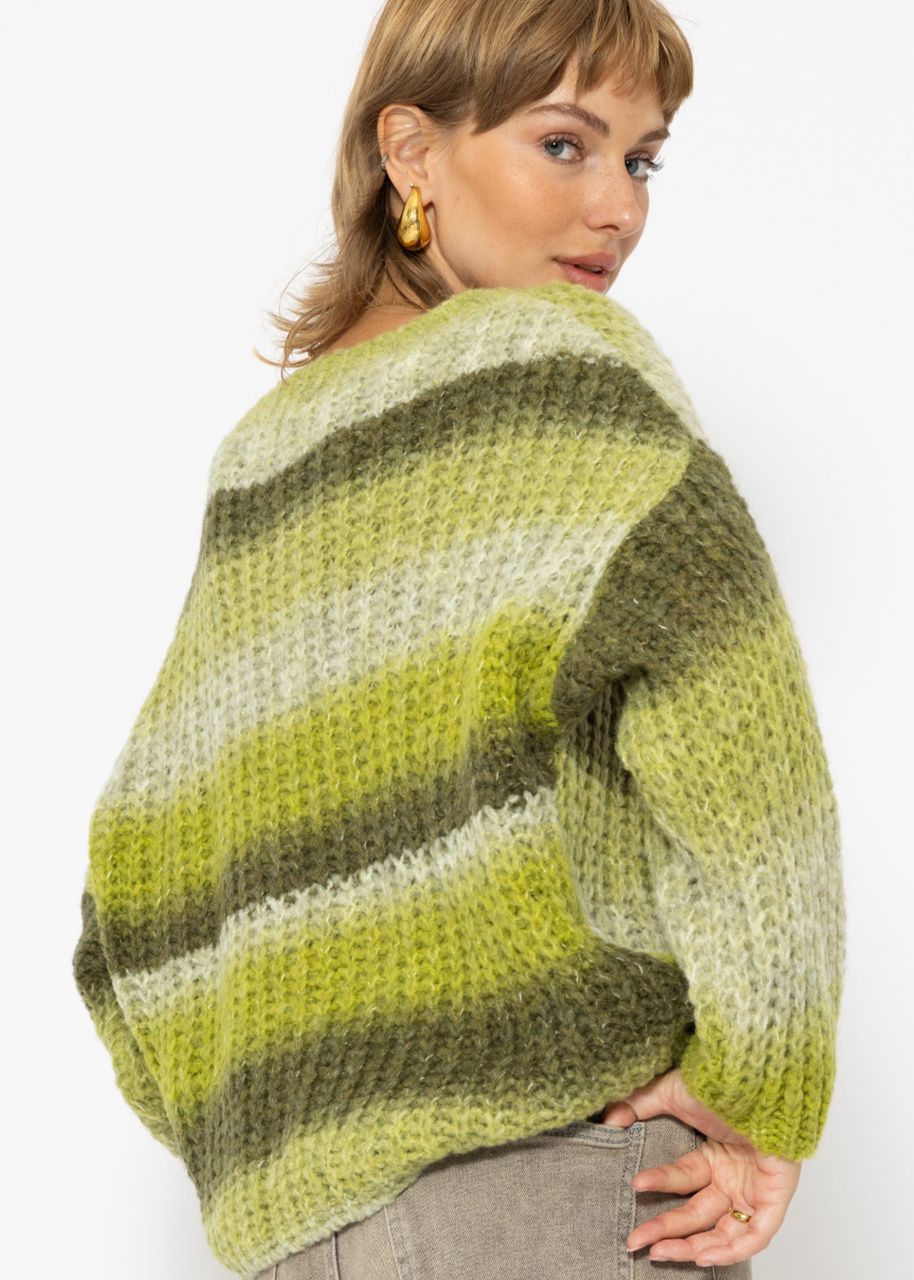 Knitted jumper with colour gradient, green