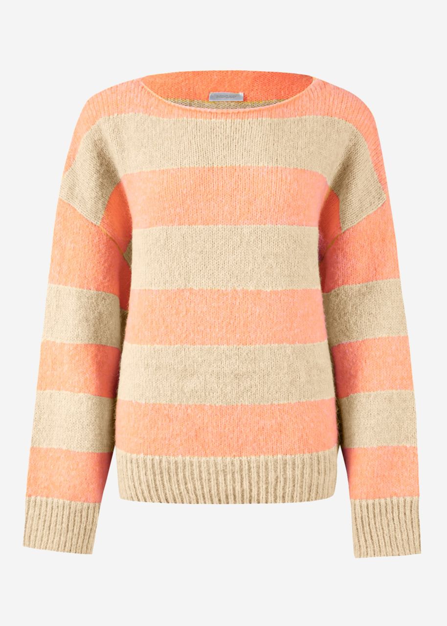 Jumper with block stripes - beige-coral