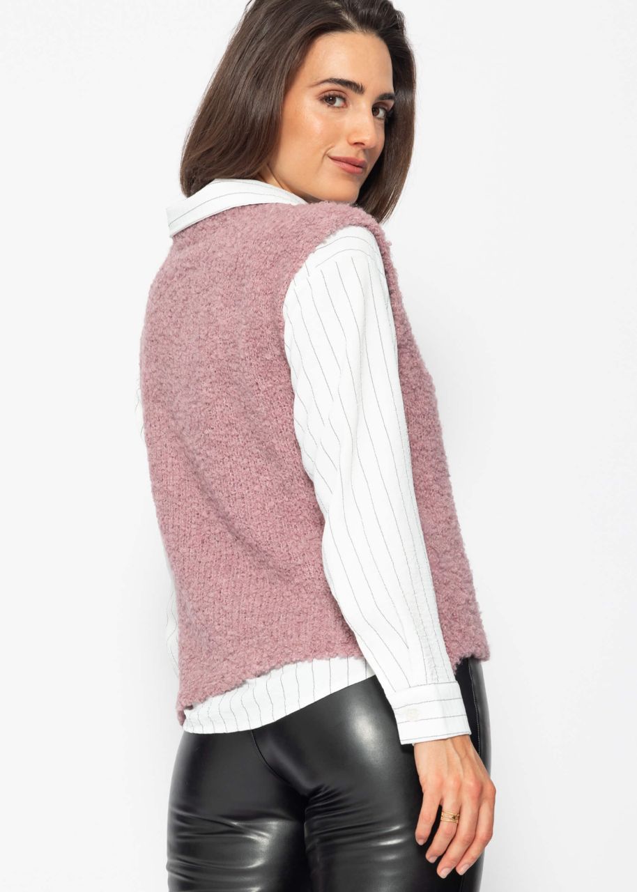 Casual knitted sweater - powder pink