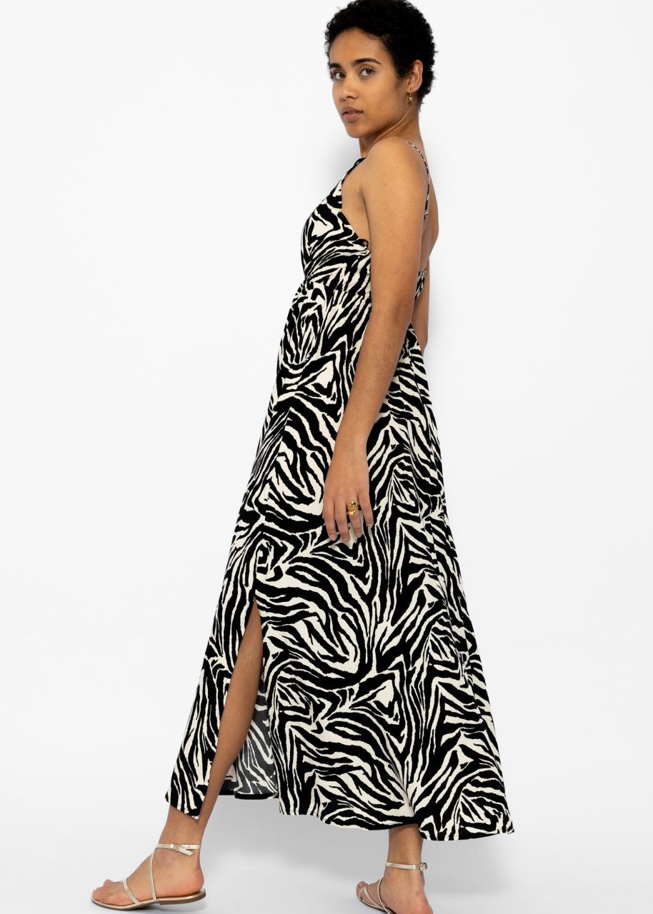 Maxi dress with zebra print - black and white