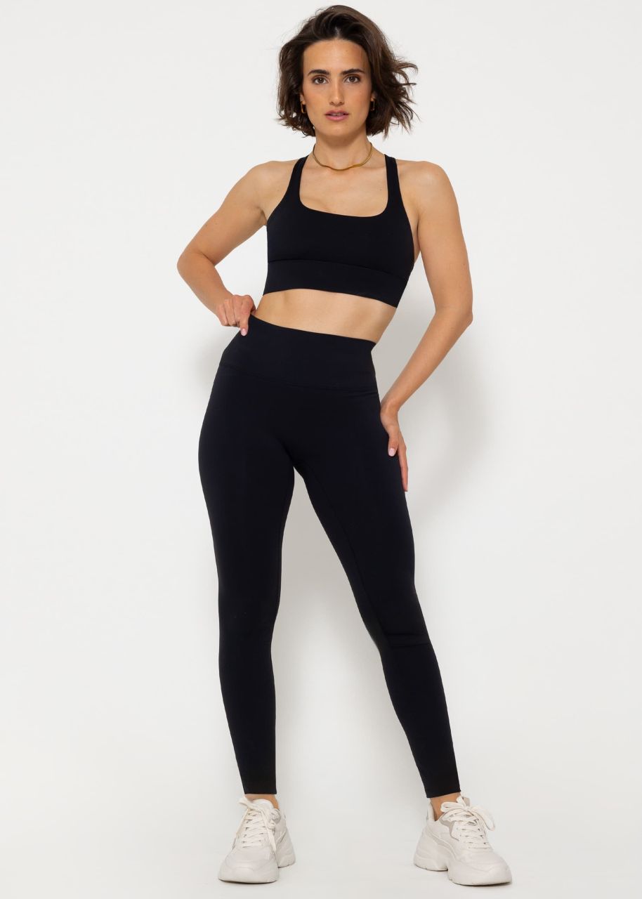 High waist sports leggings - black