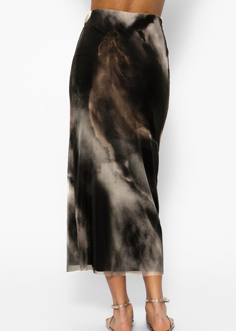 Long mesh skirt with print- anthracite