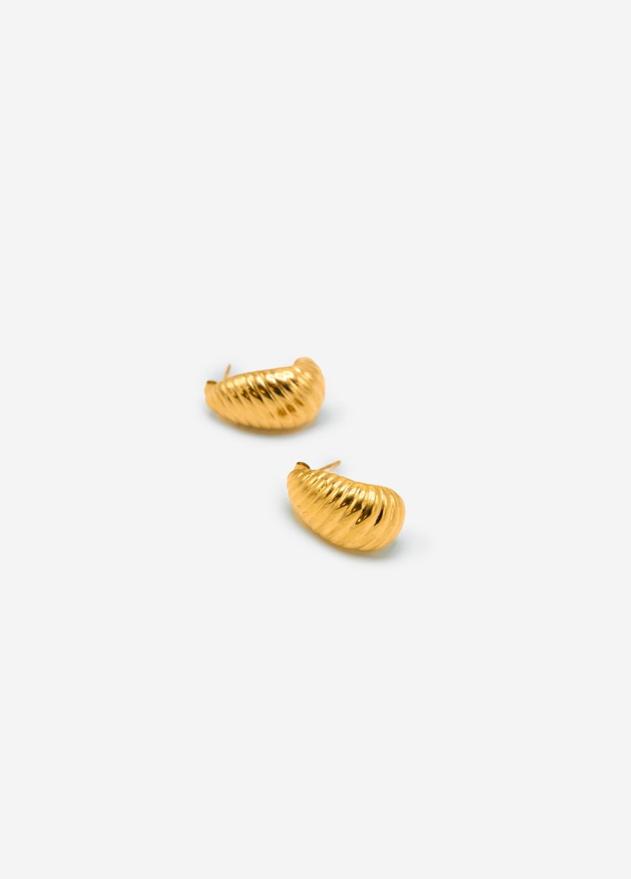 Stud earrings with texture - gold