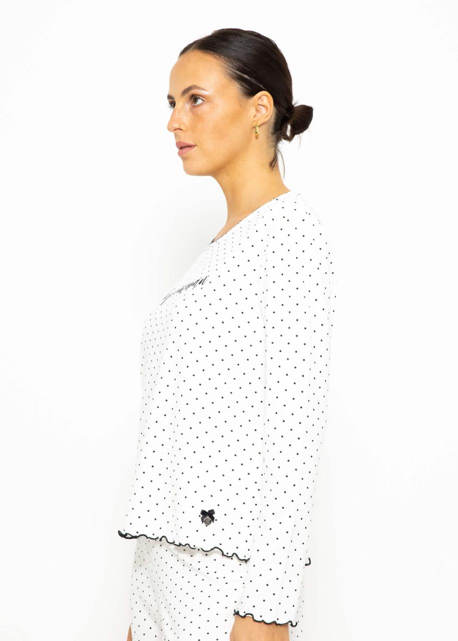 Sleep shirt with dots - white