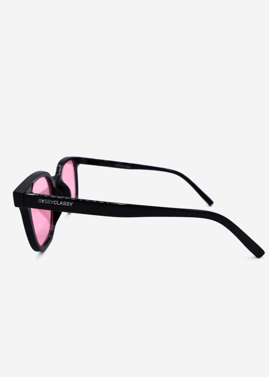 Sunglasses with pink tinted lenses - black