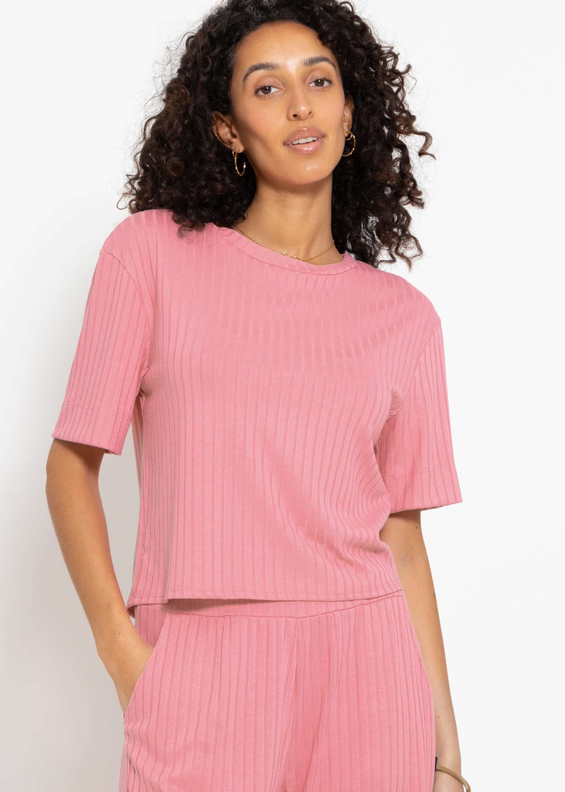 Ribbed T-shirt - pink