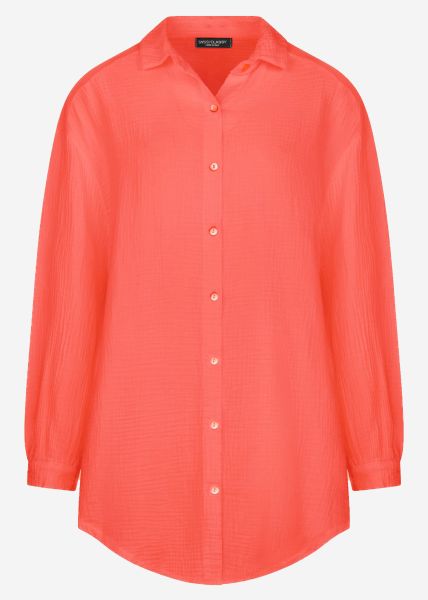 Muslin blouse oversize, coral