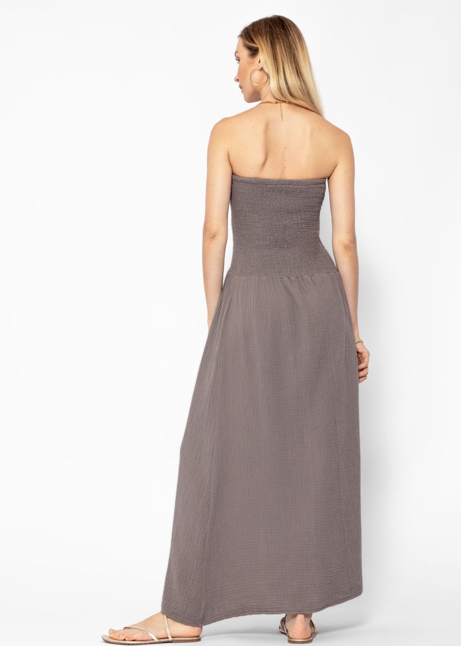 Off-the-shoulder muslin dress - taupe