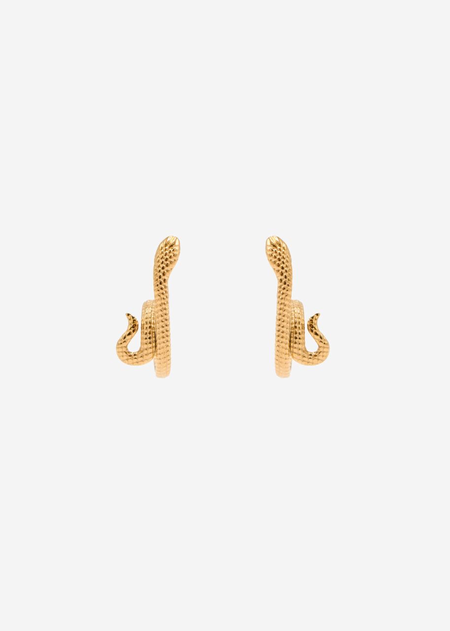 Snake stud earrings with texture - gold