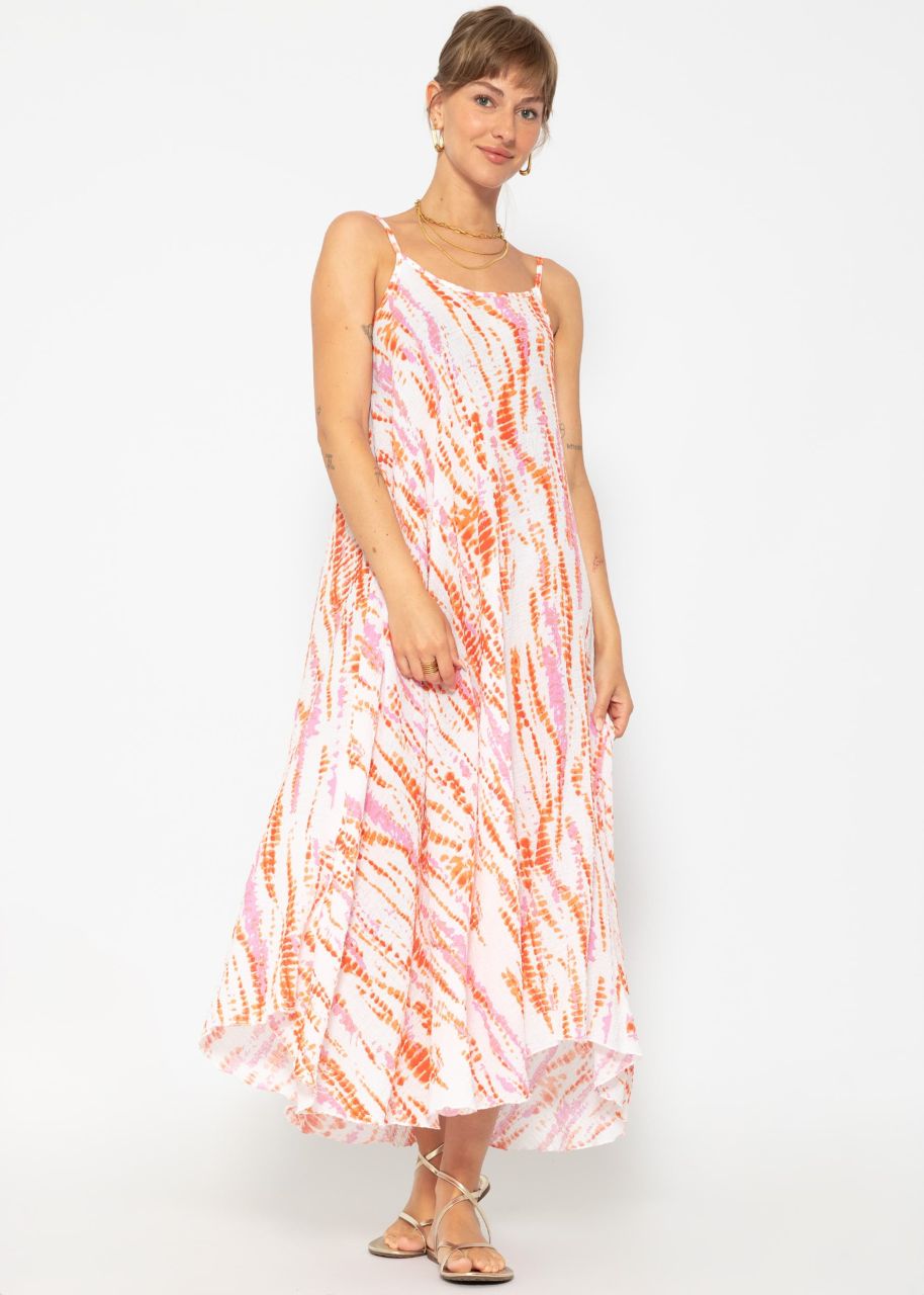 Muslin beach dress with colourful print - offwhite