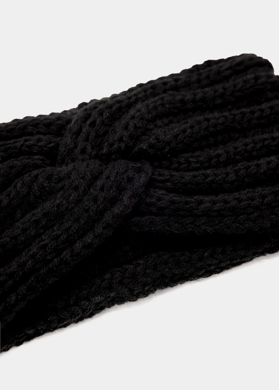 Ribbed knit headband - black