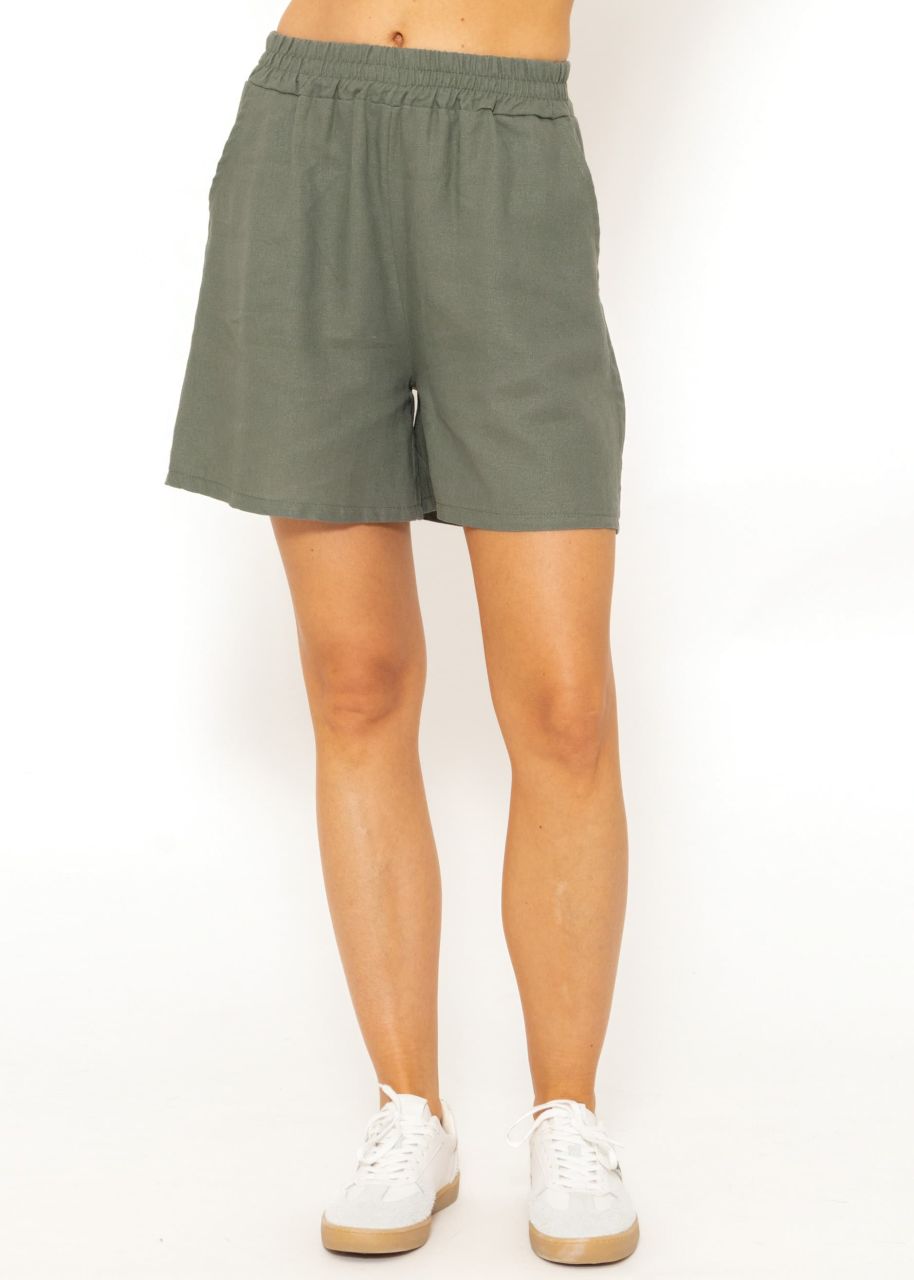 Linen shorts, khaki