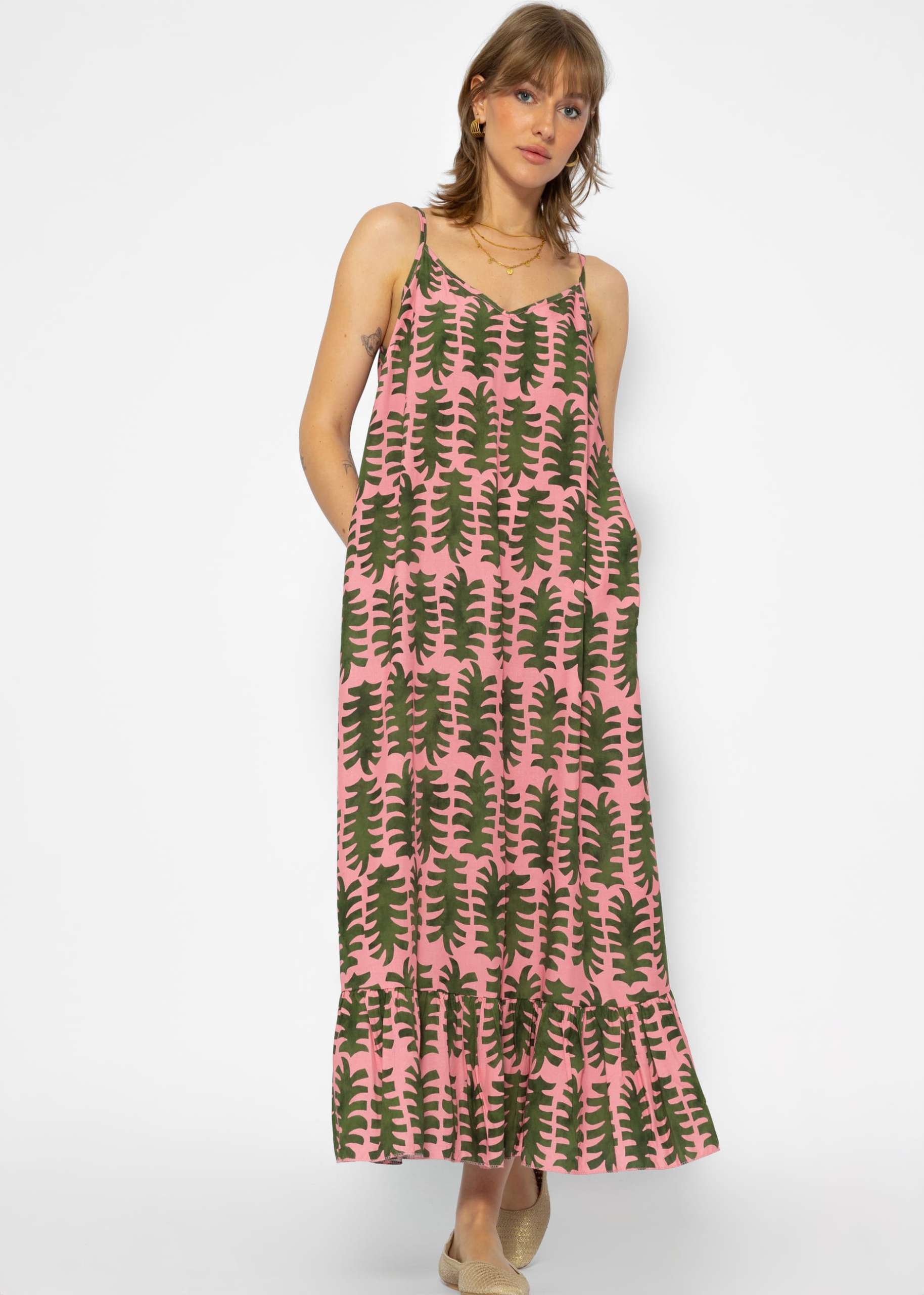 Maxi dress with print - pink