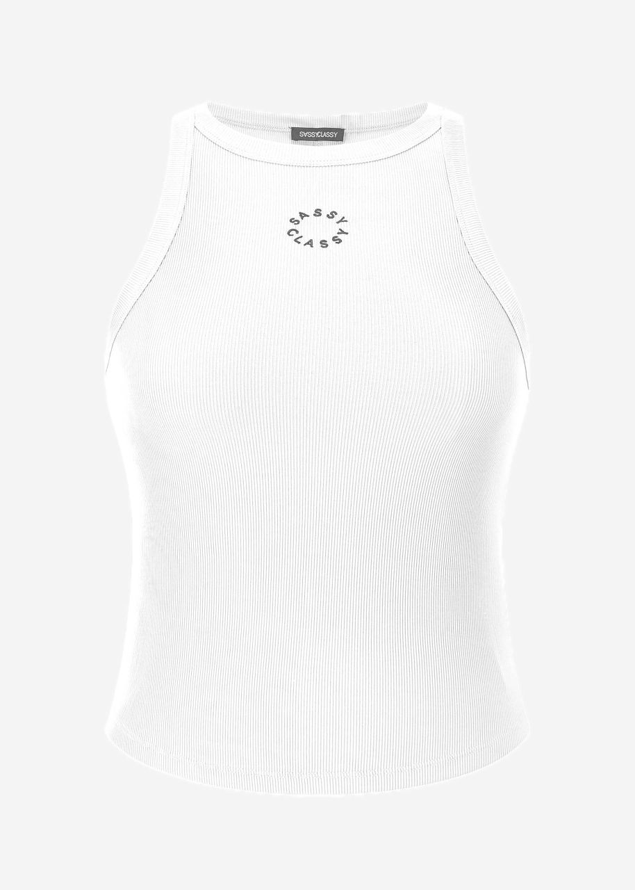 Tank top with embroidery - white