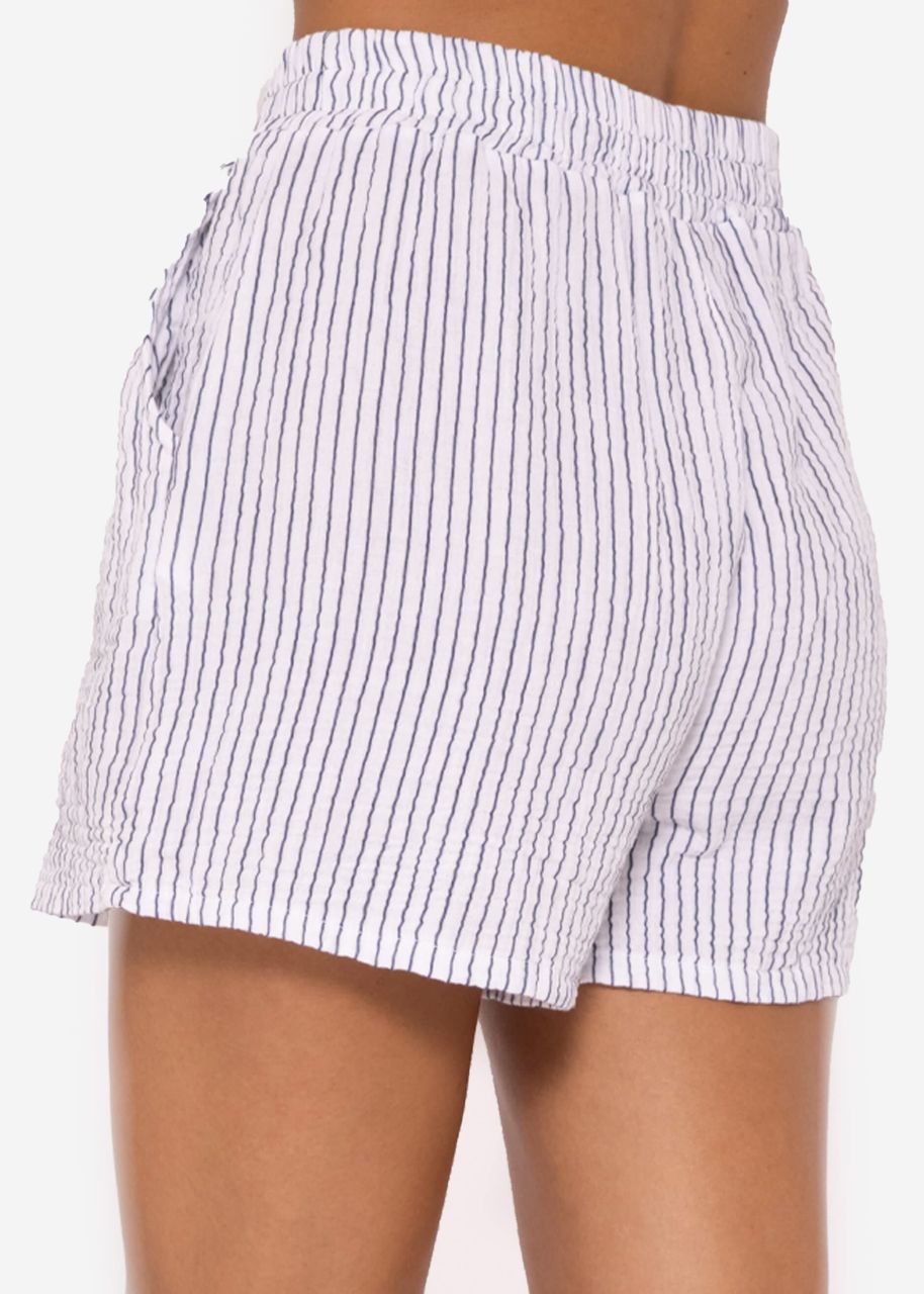 Striped muslin shorts, blue/white
