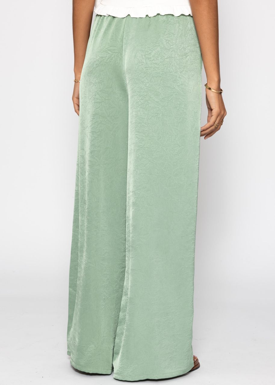 Satin wide-leg trousers - pistachio green