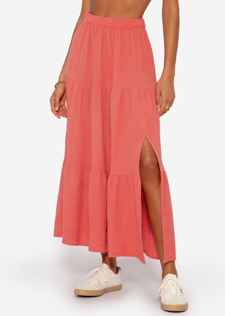 Muslin maxi skirt with slit - lobster