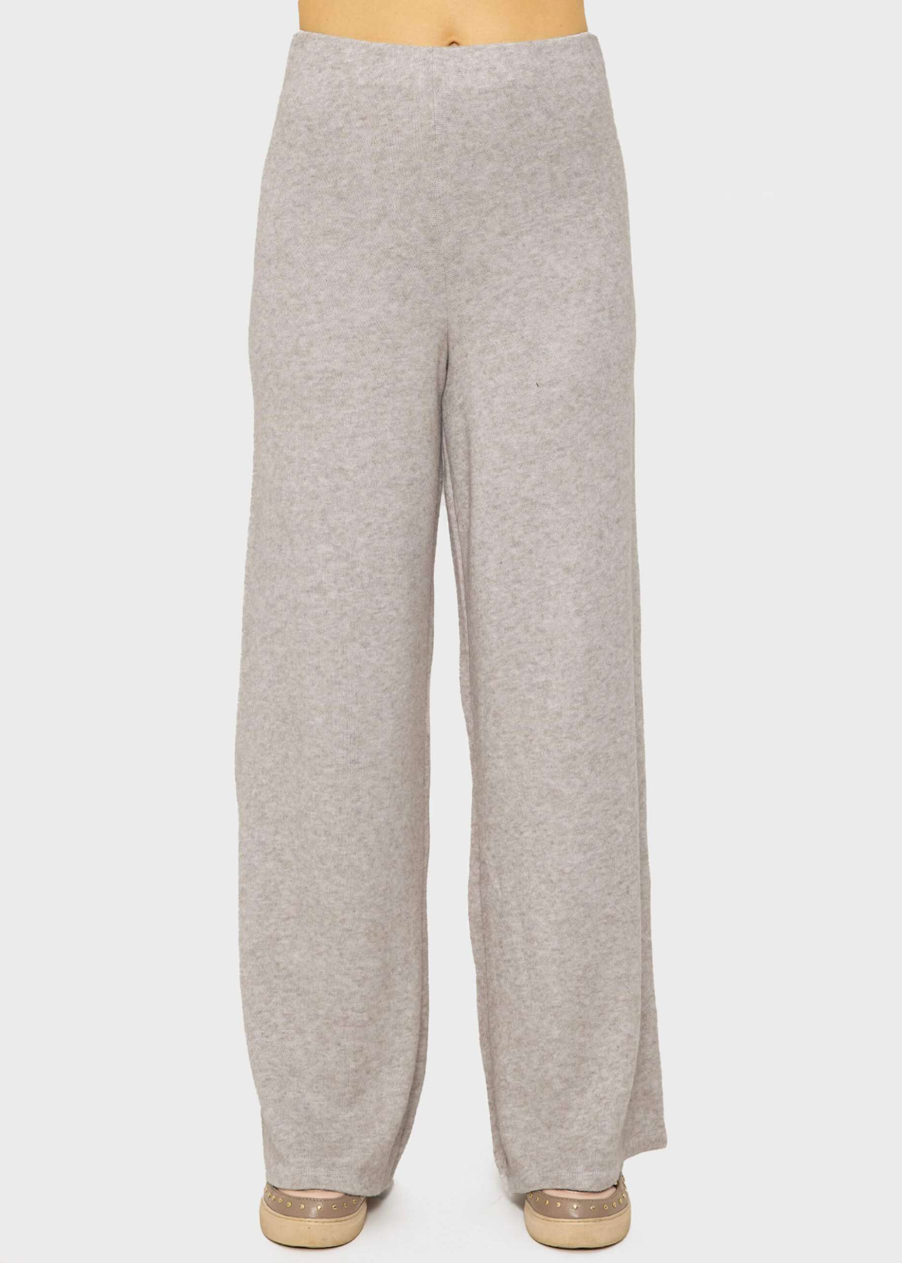 Slip-on pants, super soft, with wide leg - taupe