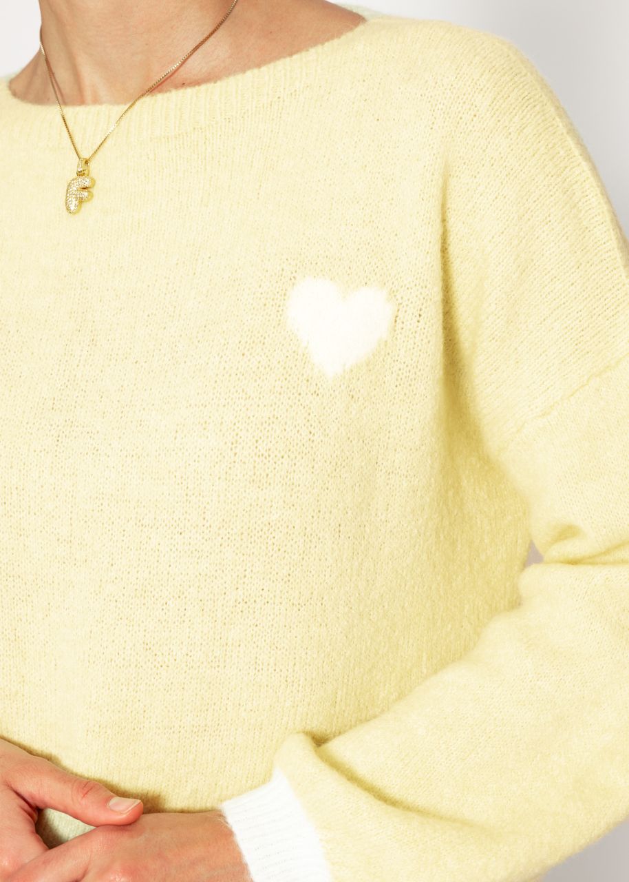 Sweater with heart - yellow