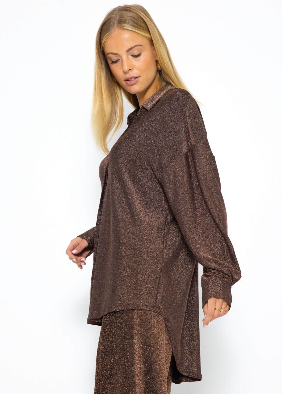 Oversize Lurex Blouse - brown