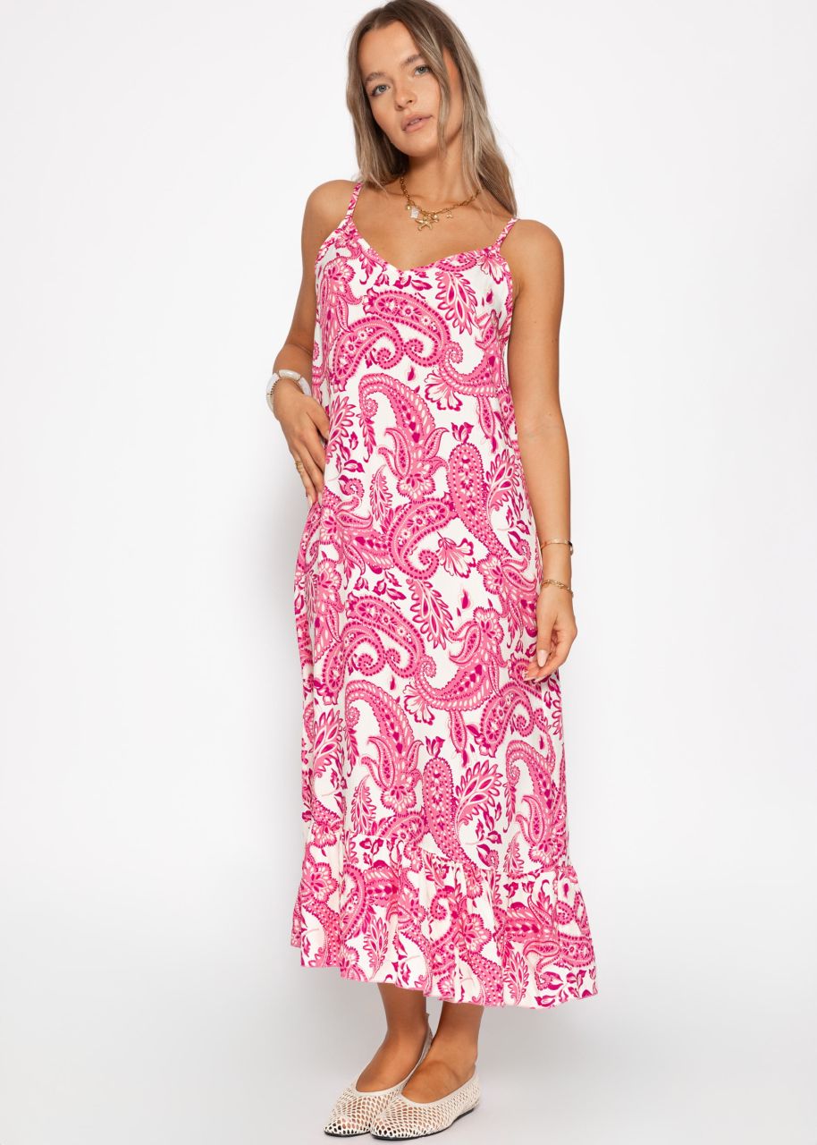 Maxi dress with paisley print - pink