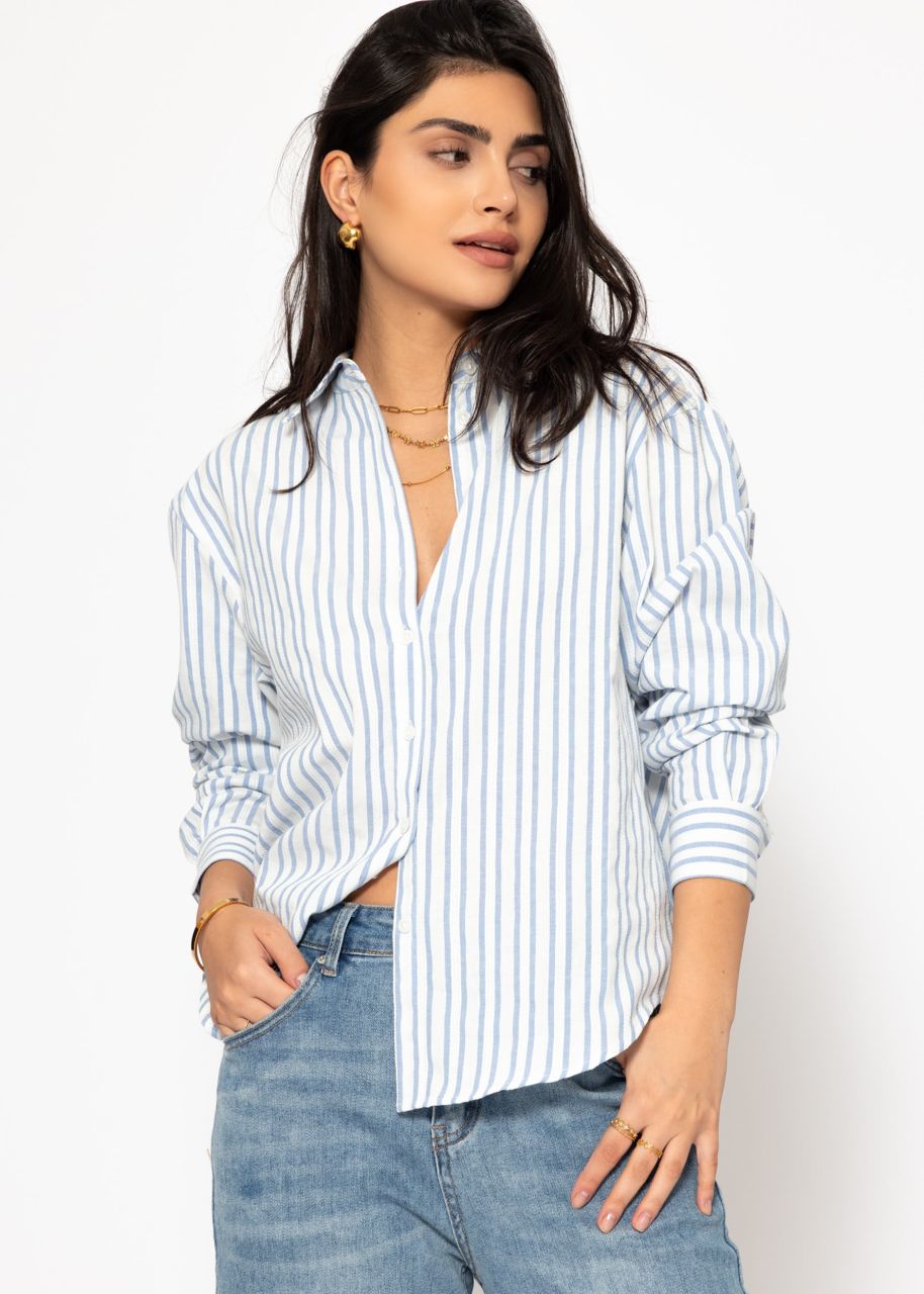 Striped shirt blouse - blue