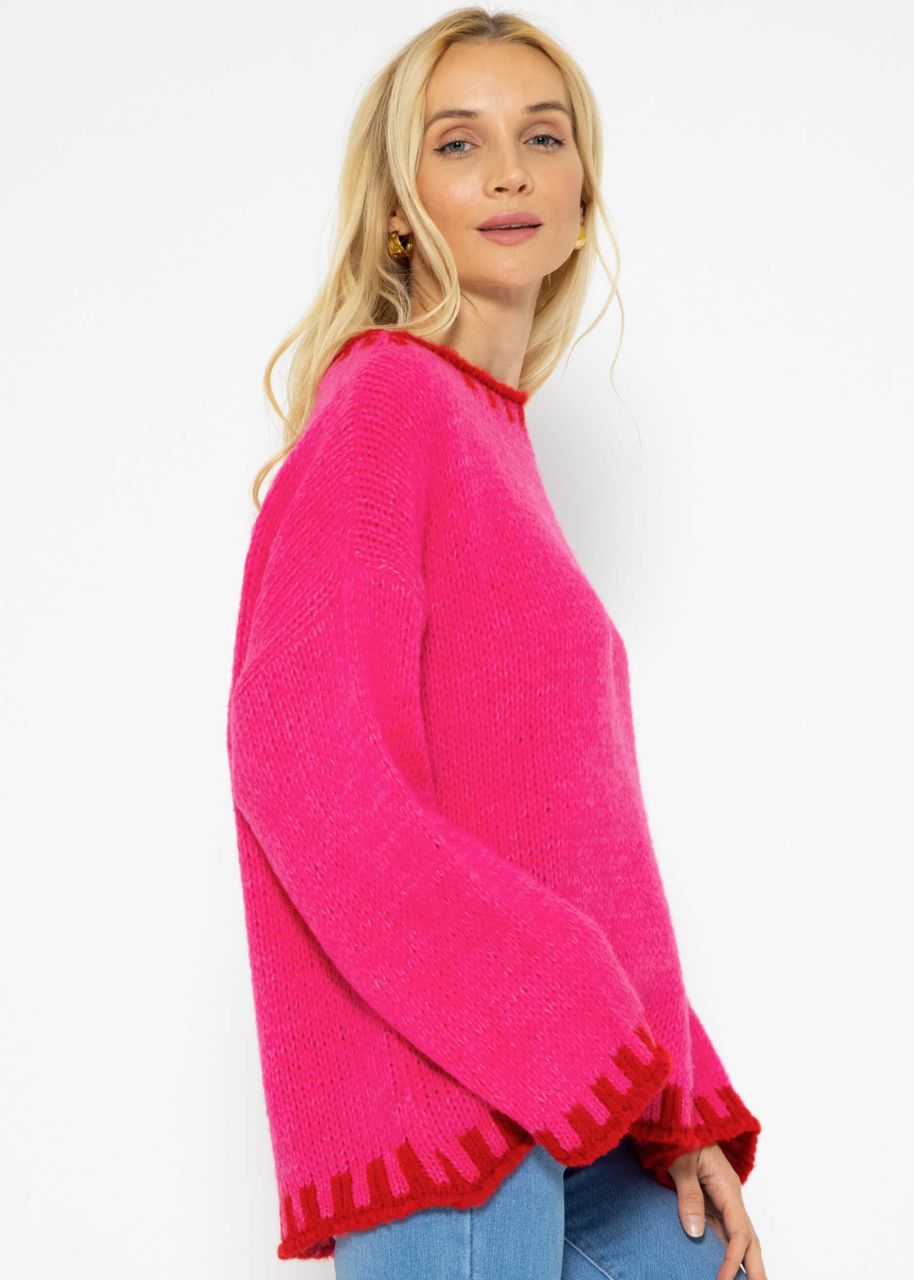 Jumper with red details - pink