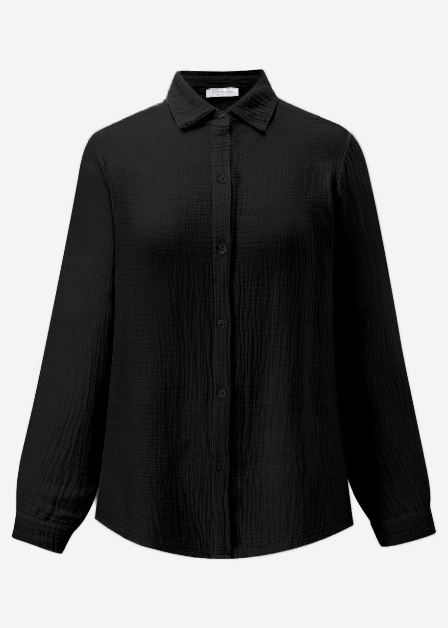 Classic cut blouse in muslin - black