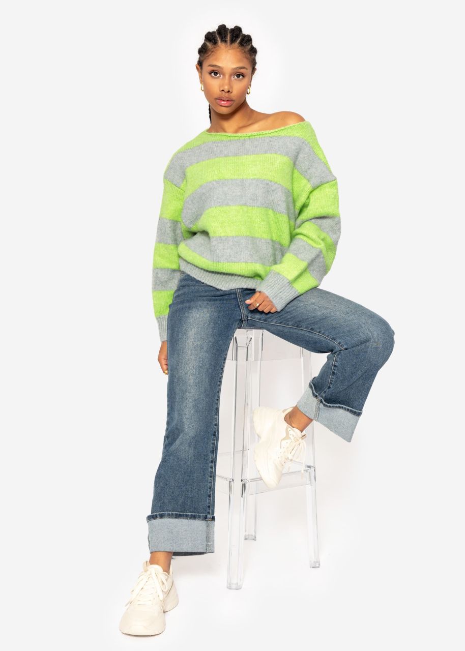 Sweater with block stripes - green