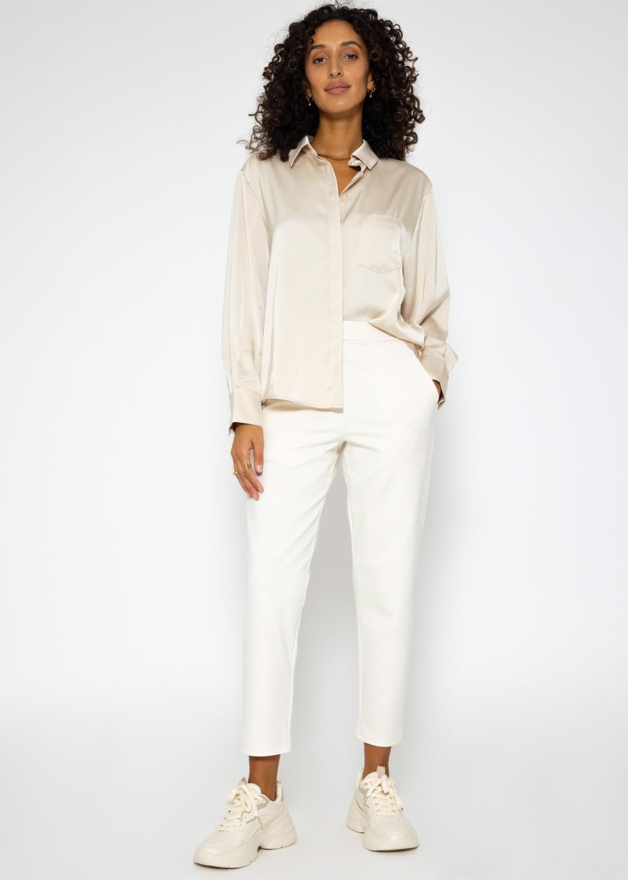 Oversize satin blouse - light beige