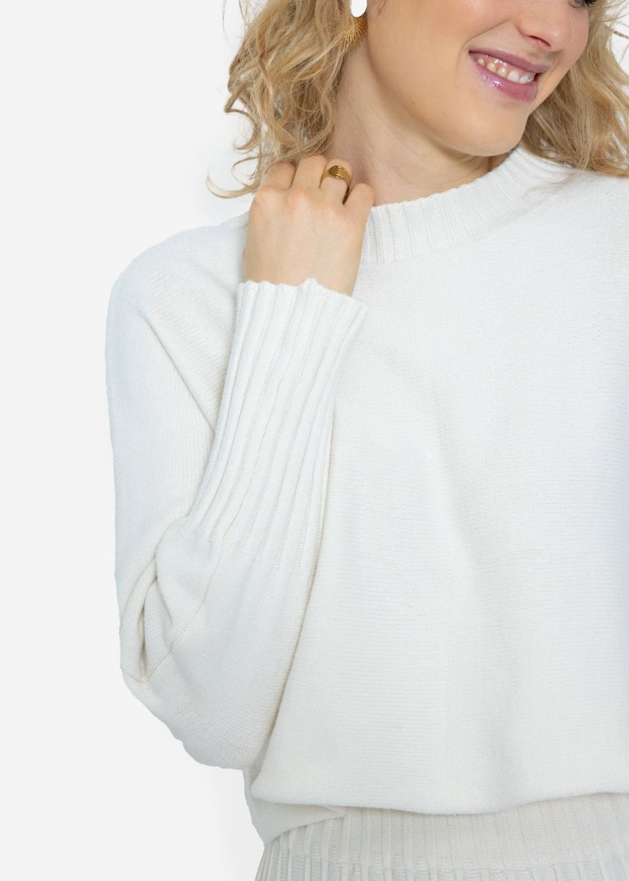 Casual Crop Sweater - offwhite