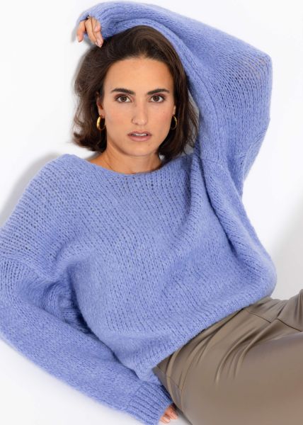 Oversized jumper with V-neck - lilac