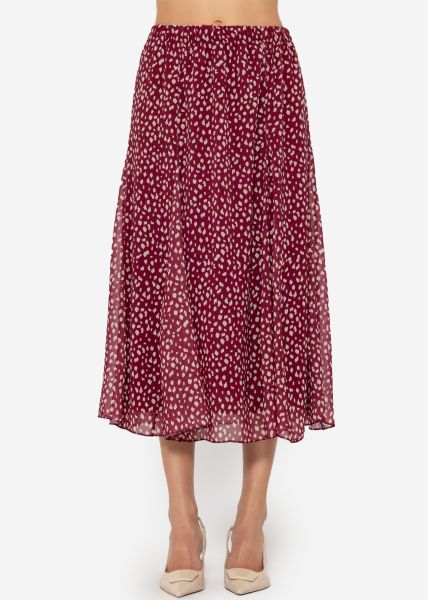 Long chiffon skirt with print - burgundy